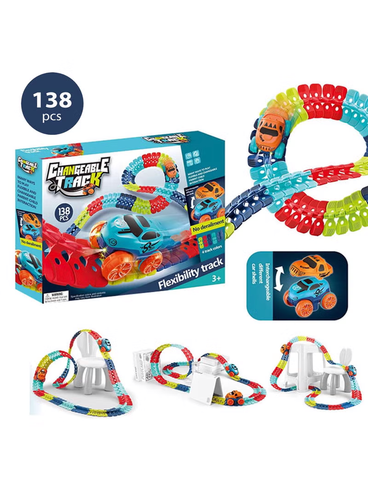 [LK86 138 PCS] (138 قطعة)  مجموعة ألعاب سباق السيارات للأولاد والبنات مع السيارات